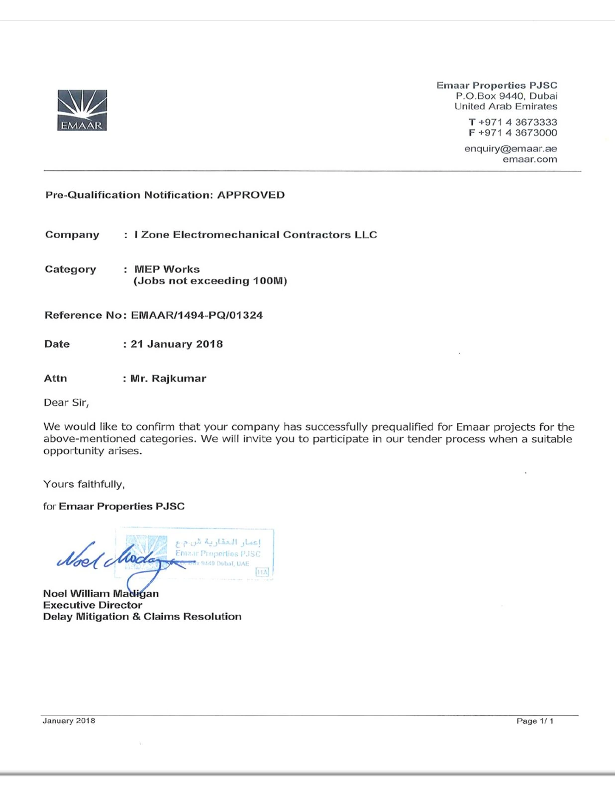 IZEC accreditation / certificate